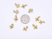 Load image into Gallery viewer, Tiny Cute Cross Religious Charms plated in 18K Gold Copper Base 10pcs
