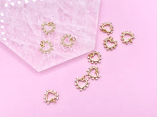 Load image into Gallery viewer, Cute Heart Charms in CZ Pave plated in 18K Gold Copper Base 10pcs
