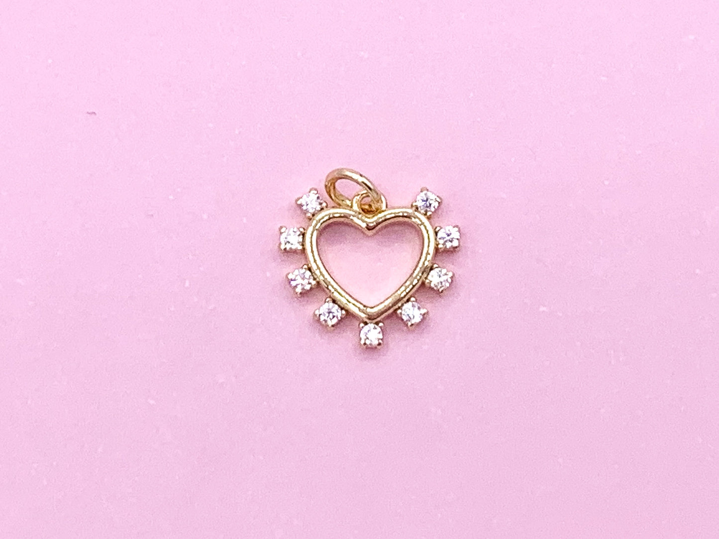 Cute Heart Charms in CZ Pave plated in 18K Gold Copper Base 10pcs