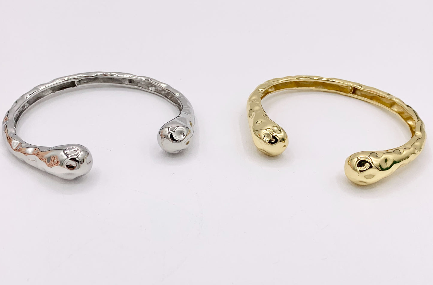 Chunky Organic Plain Adjustable Bracelet Front Open Cuffs in 18K Gold Plating or Silver Plating 2 pcs