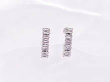 Load image into Gallery viewer, Trendsetting Unique Curve Link CZ Pave Baguette Hoop Earrings in 18K Gold or Silver Plated Copper 4 pairs
