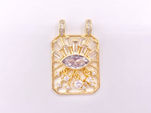 Load image into Gallery viewer, Eye Catching Evil Eye Designed Rectangle Pendants with CZ Pave in 18K Gold Plated Copper 5 pcs
