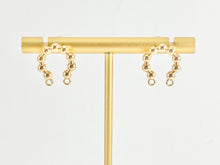 Load image into Gallery viewer, Beaded Curved Earring Findings Component with Two Loops in 18K Gold plated Copper 5 pairs
