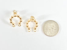 Load image into Gallery viewer, Beaded Curved Earring Findings Component with Two Loops in 18K Gold plated Copper 5 pairs
