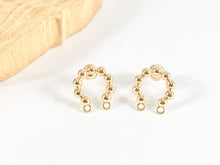 Load image into Gallery viewer, Beaded Curved Earring Findings Component with Two Loops in 18K Gold plated Copper 5 pairs
