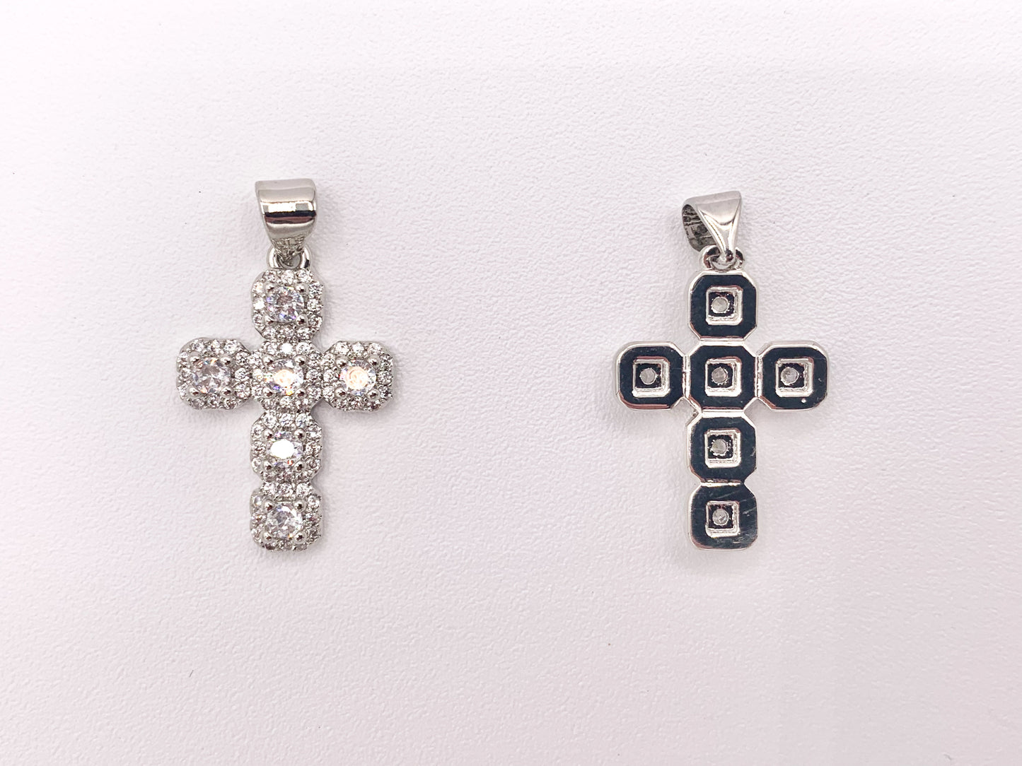 Whimsical Gold Cross Pendants with Beautiful CZ Pave in 18K Gold Silver plated Copper 5 pcs