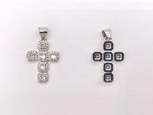 Load image into Gallery viewer, Whimsical Gold Cross Pendants with Beautiful CZ Pave in 18K Gold Silver plated Copper 5 pcs
