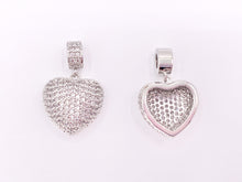 Load image into Gallery viewer, Bold Statement Heart Pendant Charms Rhinestone CZ Pave Designed in 18K Gold or Silver Plated Copper 4 pcs
