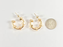 Load image into Gallery viewer, Screw Nut Bolt Style Earring Hoops in 18K Gold Plated Copper 3 pairs
