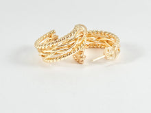 Load image into Gallery viewer, Delicately Braided Twisted Earring Hoops in 18K Gold Plated Copper 3 pairs
