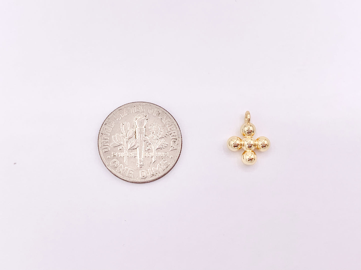 Colgantes con dijes de cruz de burbujas de oro diminuto en cobre chapado en oro de 18 quilates, 15 piezas