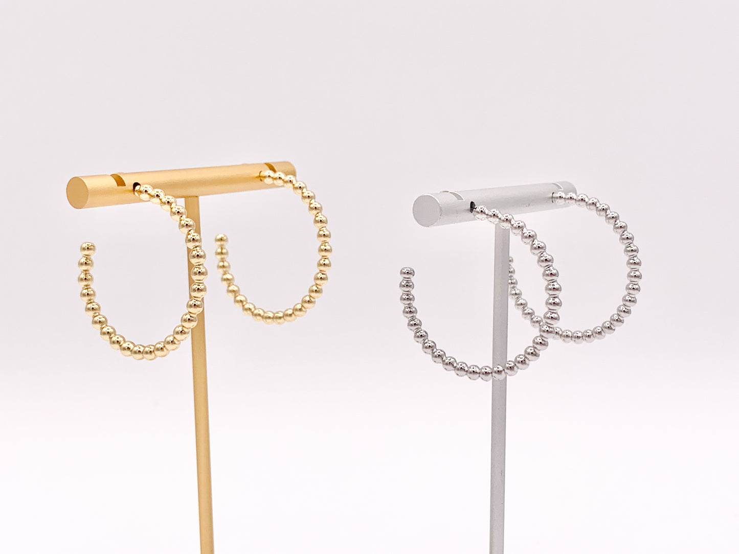 Aros con puntos de burbujas soldados simples de oro o plata sobre cobre chapado en oro de 18 quilates 5 pares
