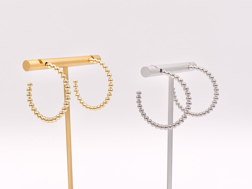 Gold or Silver Simple Soldered Beaded Bubble Dotted Hoops over 18K gold Plated Copper 5 pairs