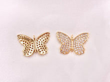 Load image into Gallery viewer, 18K Gold Plated CZ Pave Butterfly Pendant Charms Over Copper 4 pcs
