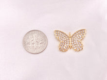 Load image into Gallery viewer, 18K Gold Plated CZ Pave Butterfly Pendant Charms Over Copper 4 pcs
