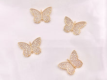 Load image into Gallery viewer, 18K Gold Plated CZ Pave Butterfly Pendant Charms Over Copper 4 pcs
