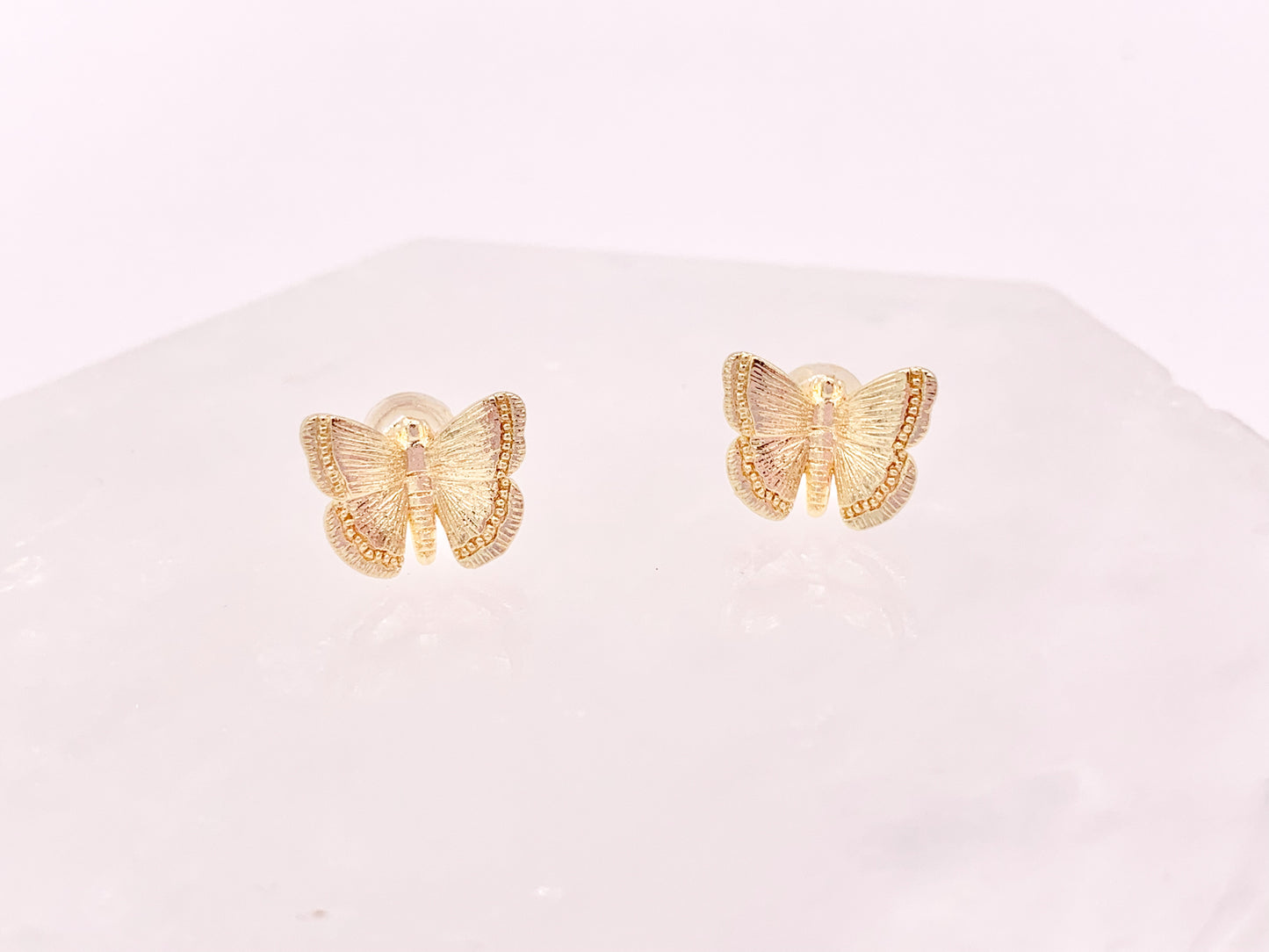 Simple Butterfly Earrings Studs in 18K Gold Plated Copper 5 pairs
