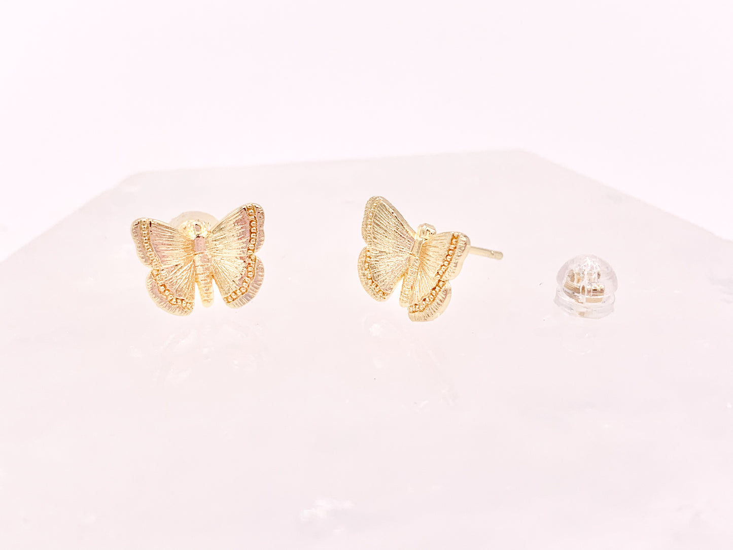 Simple Butterfly Earrings Studs in 18K Gold Plated Copper 5 pairs