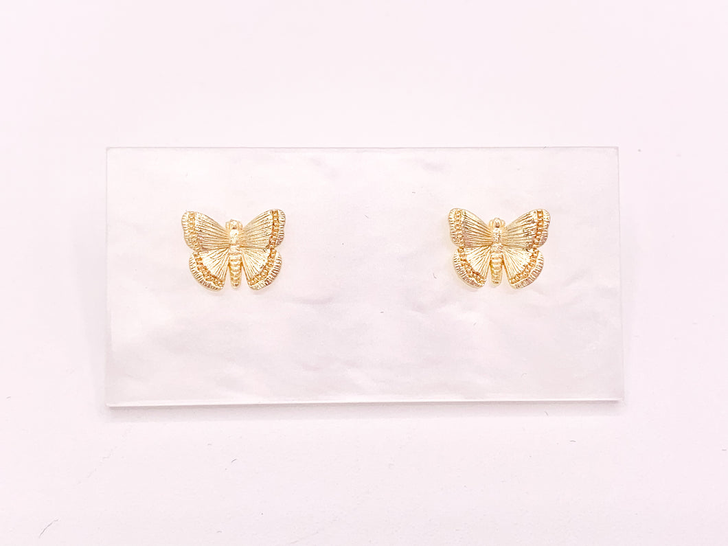 Simple Butterfly Earrings Studs in 18K Gold Plated Copper 5 pairs