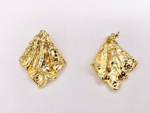 Load image into Gallery viewer, Geometric Texture Chunky Foil Like Cape Trendy Unique Earrings in Real 18K Gold Plated Over Copper 3 pairs
