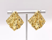 Load image into Gallery viewer, Geometric Texture Chunky Foil Like Cape Trendy Unique Earrings in Real 18K Gold Plated Over Copper 3 pairs
