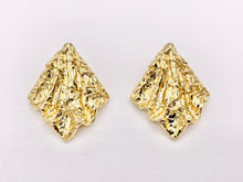 Load image into Gallery viewer, Geometric Texture Chunky Foil Like Cape Trendy Unique Earrings in Real 18K Gold Plated Over Copper 3 pairs
