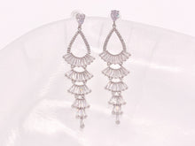 Load image into Gallery viewer, Lovely Chandelier Rhinestone Earrings in 18K Gold or Silver Plated over Copper 1 pair
