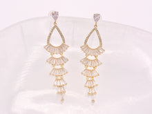 Load image into Gallery viewer, Lovely Chandelier Rhinestone Earrings in 18K Gold or Silver Plated over Copper 1 pair
