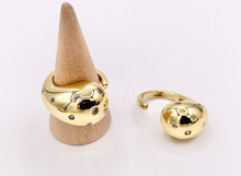 Load image into Gallery viewer, Chunky Teardrop Bypass Ring in CZ Pave 18K Gold Plated Brass 4pcs
