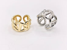 Load image into Gallery viewer, Large Mariner Anchor Link Style Adjustable Rings in 18K Gold/Silver Plated Copper 4 pcs
