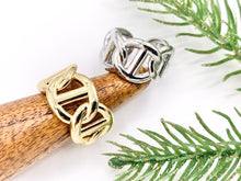 Load image into Gallery viewer, Large Mariner Anchor Link Style Adjustable Rings in 18K Gold/Silver Plated Copper 4 pcs
