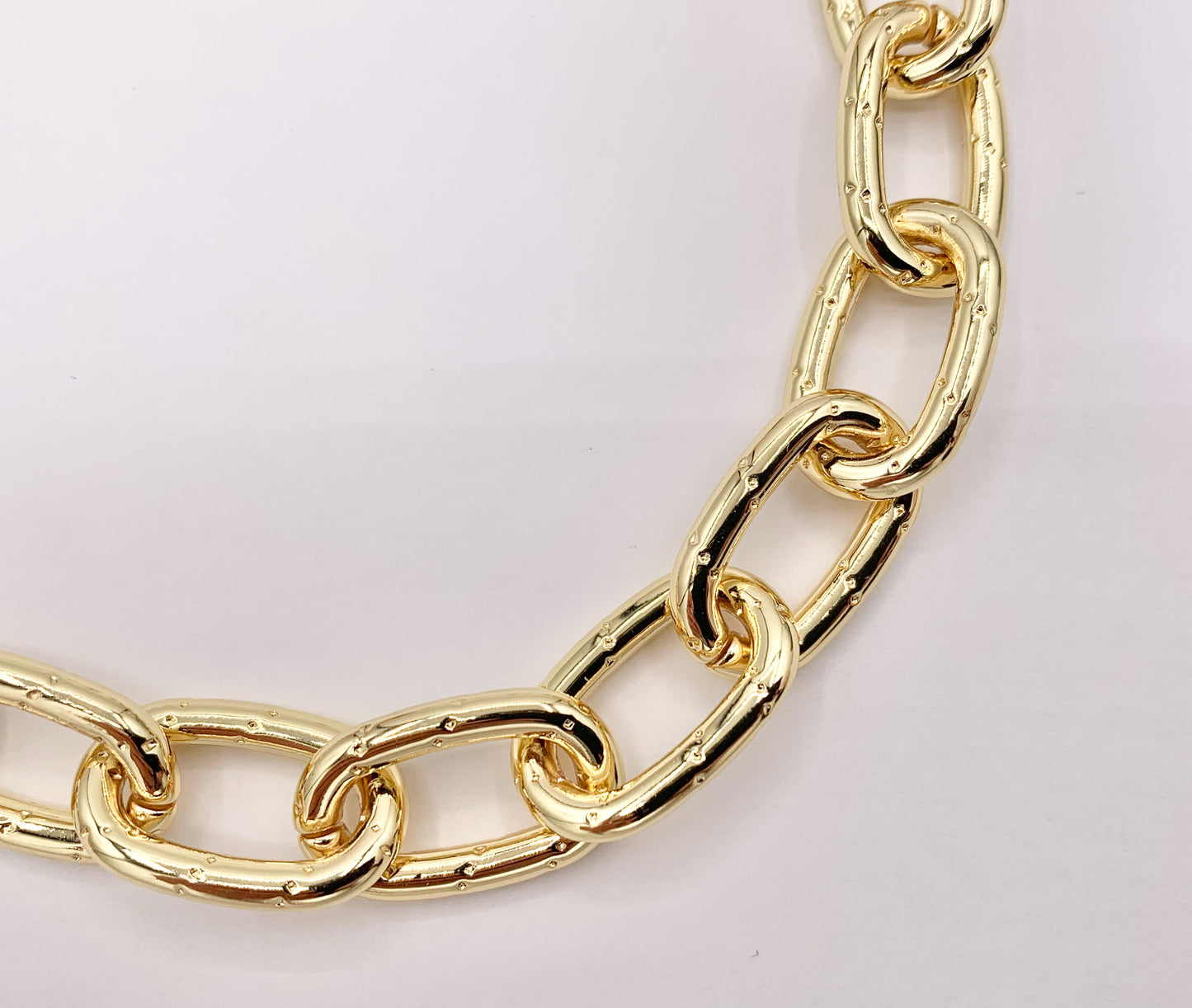 Dotted Oval Link Necklace 18K Gold Plated Copper Finished Necklace 16" with 1.5" Extension Link 1pc