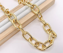 Cargar imagen en el visor de la galería, Dotted Oval Link Necklace 18K Gold Plated Copper Finished Necklace 16" with 1.5" Extension Link 1pc
