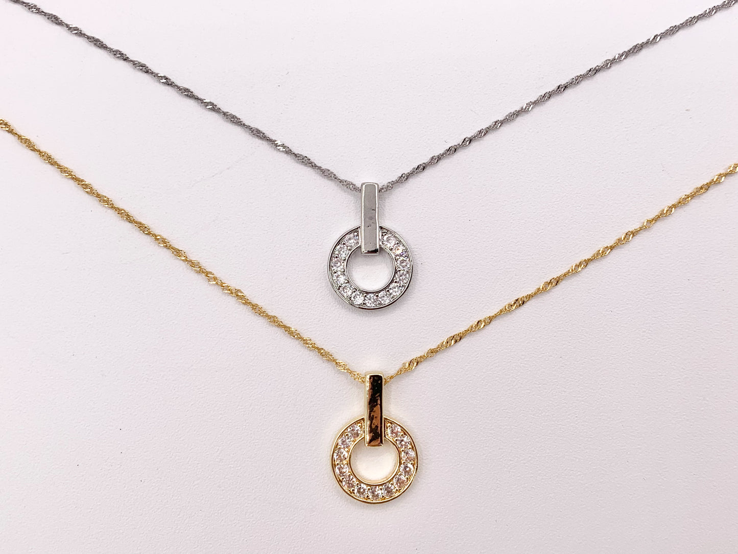 Circle Link Pendants in 18K Gold Plated Cubic Zirconia Pave Rhinestone Pendant Charm Over Copper 10pcs