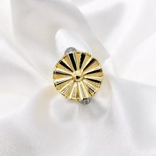 Cargar imagen en el visor de la galería, Anillo circular de concha de abulón, anillo frontal abierto ajustable de concha blanca rosa en cobre chapado en oro real de 18 quilates, 5 piezas
