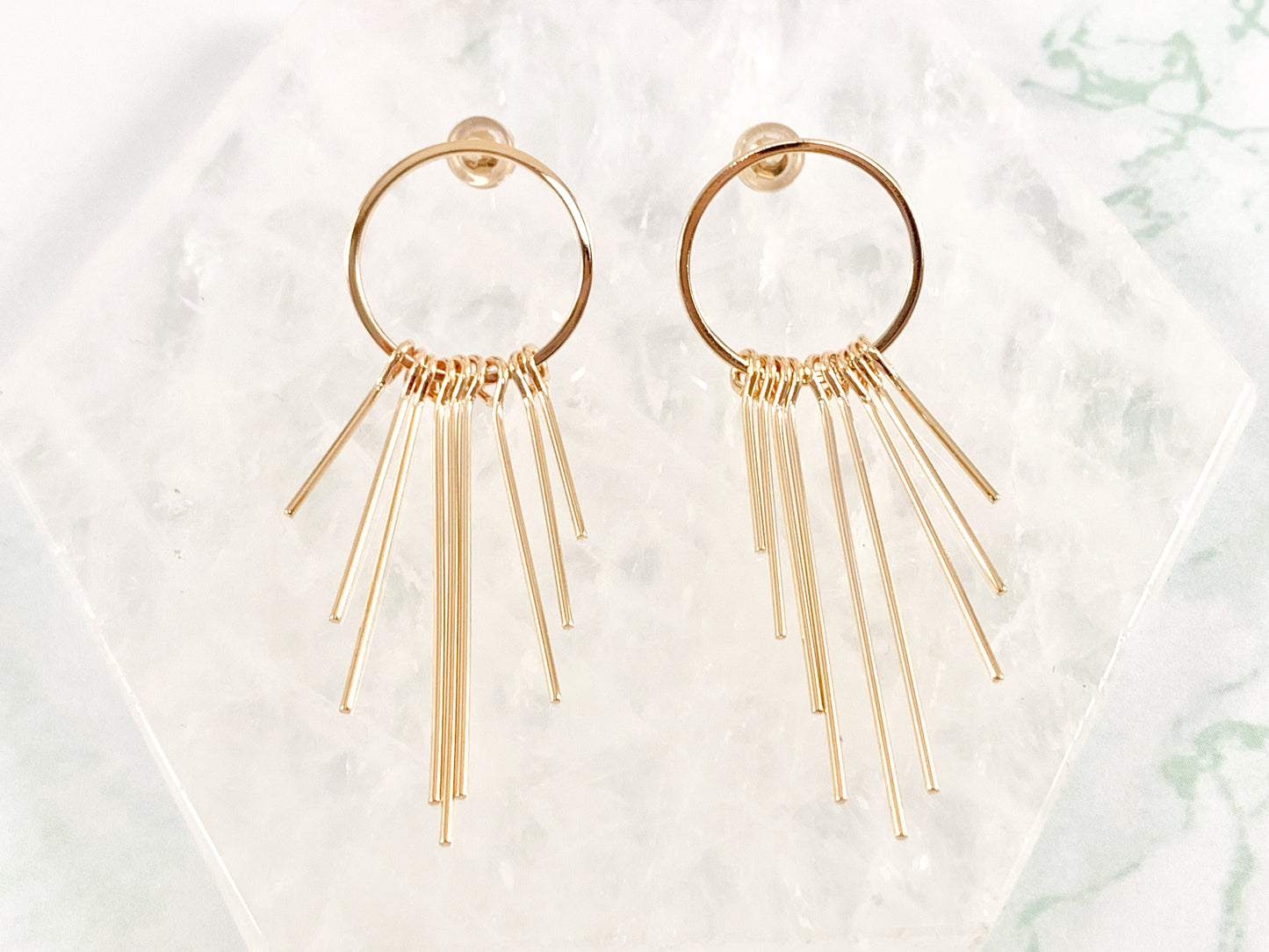 Pendientes Borlas Círculo Simple en Cobre bañado en Oro o Plata de 18K 3 pares