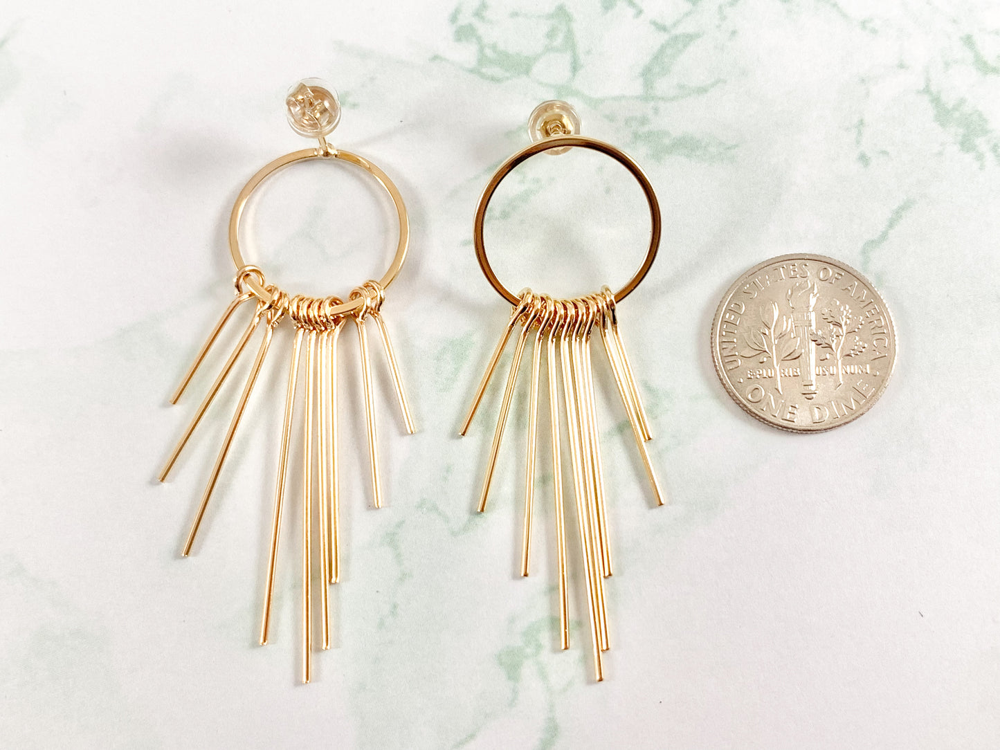 Pendientes Borlas Círculo Simple en Cobre bañado en Oro o Plata de 18K 3 pares