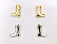 Load image into Gallery viewer, Western Cowboy Boots Texas Ranch Double Side Pendant Charms in 18K Gold or Silver Plated Copper 6 pcs
