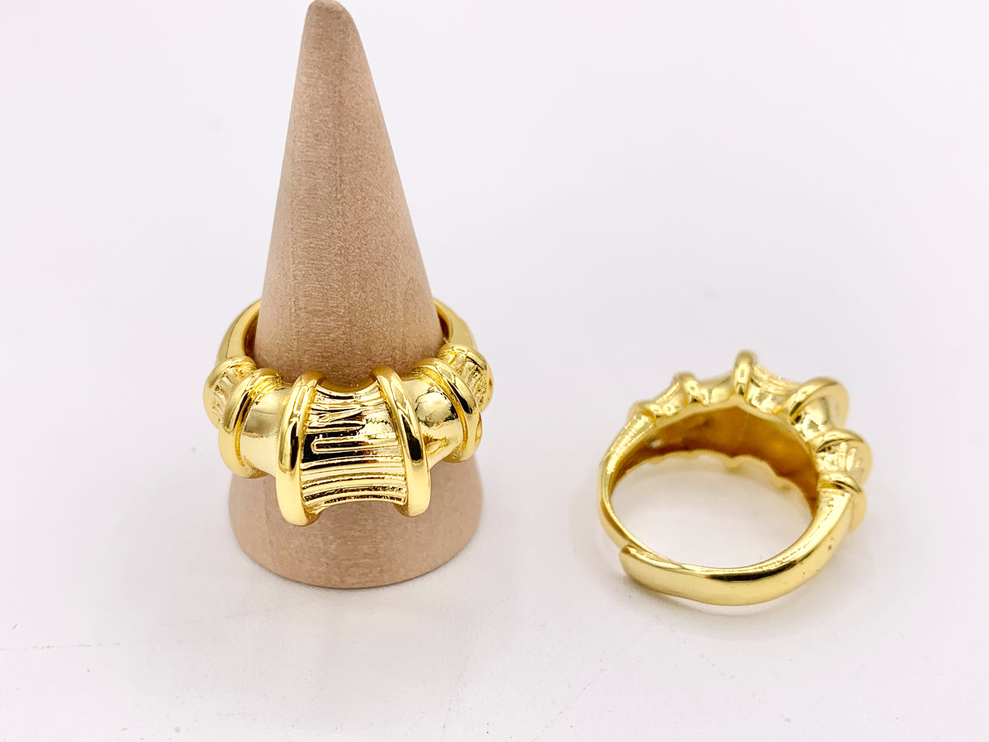 Large Statement Croissant Ring in 18K Gold Plated Copper 4pcs