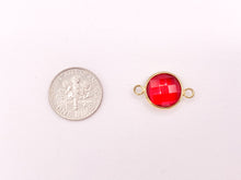 Load image into Gallery viewer, Crystal Circle Coin Bezel Gold Trim Connector Findings 4 pcs
