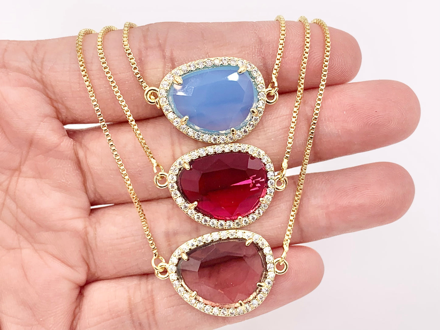 Crystal Oval Rhinestone Bezel Gold Trim Connector Findings 2 pcs