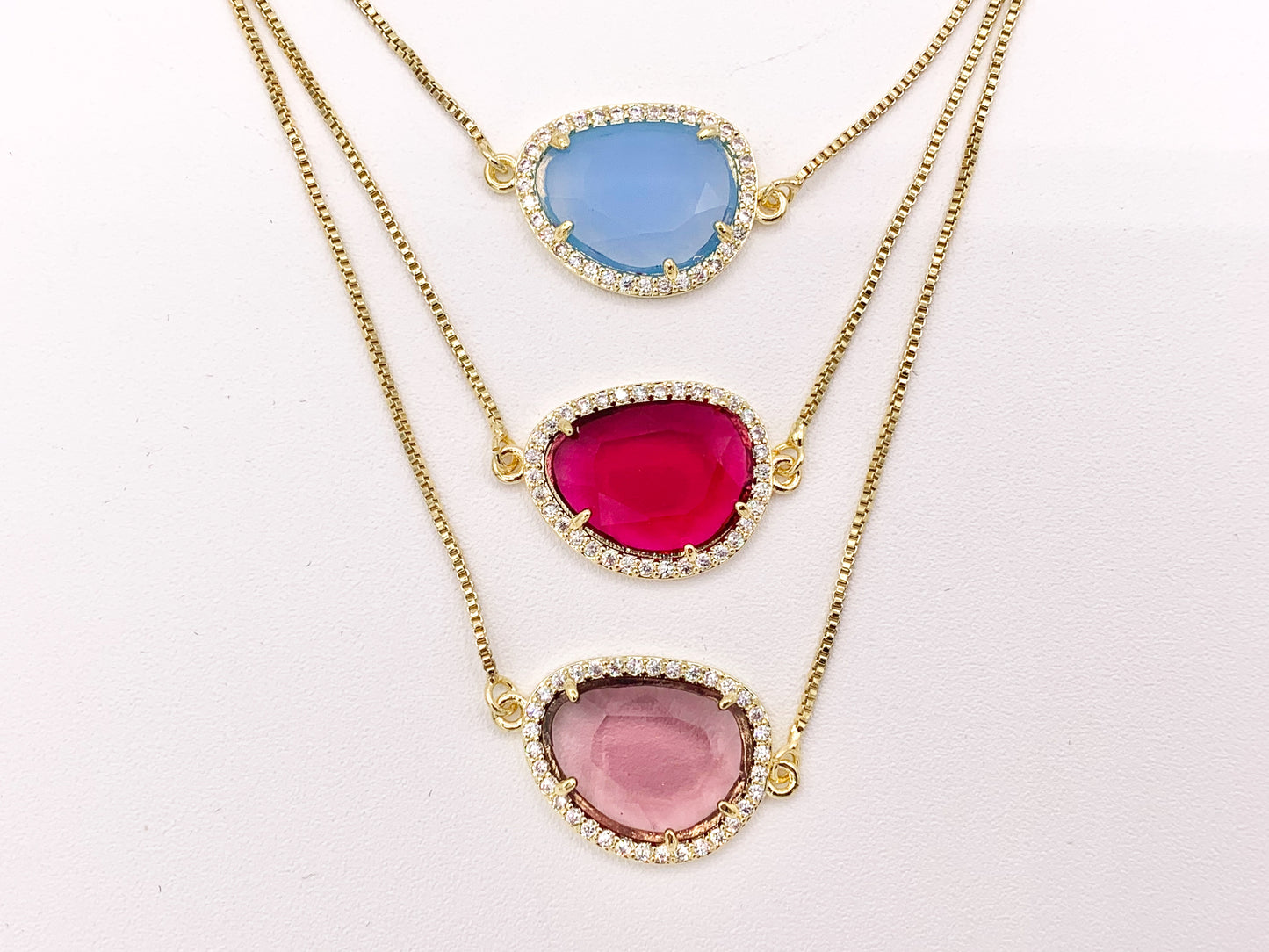 Crystal Oval Rhinestone Bezel Gold Trim Connector Findings 2 pcs