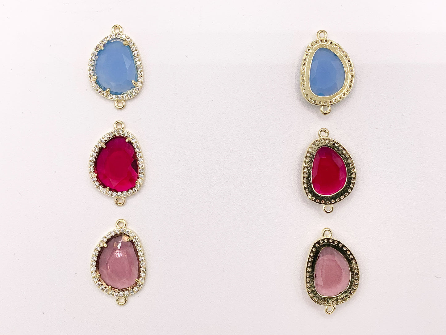 Crystal Oval Rhinestone Bezel Gold Trim Connector Findings 2 pcs