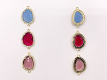 Load image into Gallery viewer, Crystal Oval Rhinestone Bezel Gold Trim Connector Findings 2 pcs
