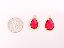 Load image into Gallery viewer, Crystal Teardrop Bezel Gold Trim Charm Findings 4 pcs
