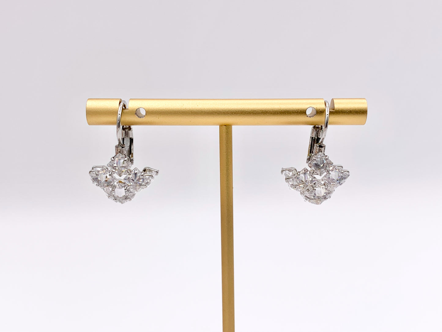 3D Cube Square Rhinestone Lever Back Earrings in 18K Gold/Silver plated Copper 3 pairs
