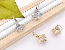 Load image into Gallery viewer, 3D Cube Square Rhinestone Lever Back Earrings in 18K Gold/Silver plated Copper 3 pairs
