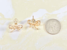 Load image into Gallery viewer, Cute Bling Bowtie Earring Studs in 18K Gold Plated Over Copper Earrings 3 pairs
