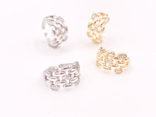 Load image into Gallery viewer, 18K Gold or Platinum Plated CZ Pave Linked Braided Adjustable Ring 4pcs
