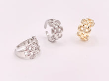 Load image into Gallery viewer, 18K Gold or Platinum Plated CZ Pave Linked Braided Adjustable Ring 4pcs
